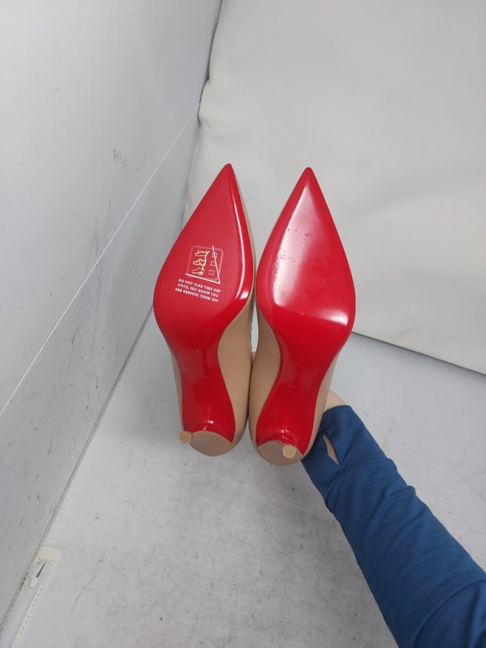 Christian Louboutin Apostrophy Nude Leather Pumps - Picture 2 of 11